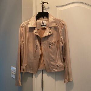 LG Women's Metallic Leather Jacket - Light Pink